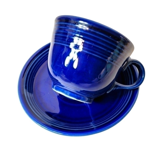 Homer Laughlin Cobalt Blue Fiestaware Cup and Saucer Set - Picture 2 of 8